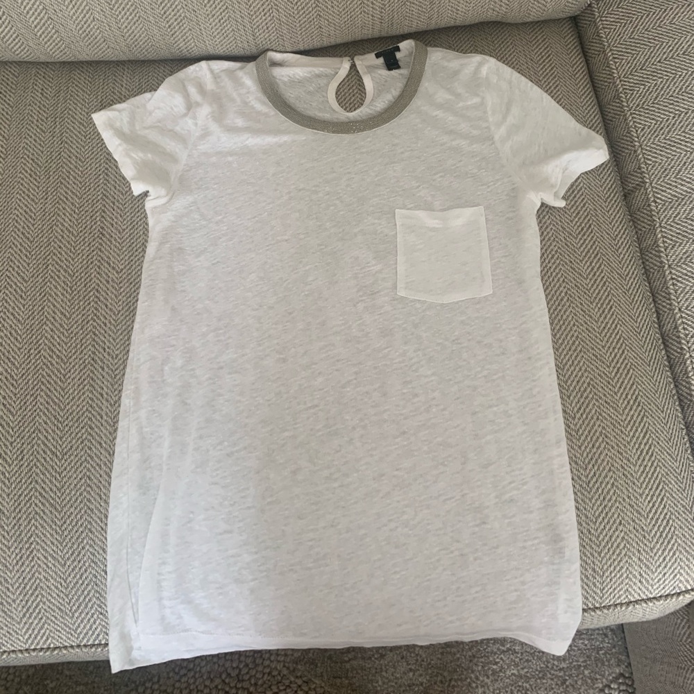 Women’s White J.Crew Pocket Tee with bling